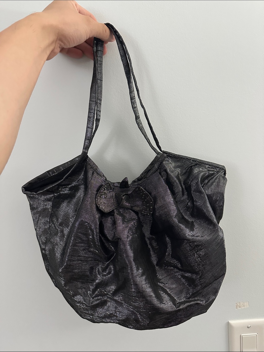 Women's SilverShimmer Bow Handbag